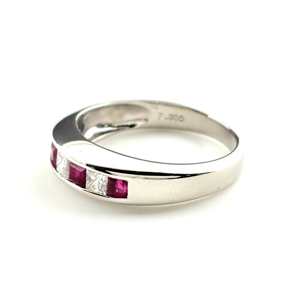 ルビー デザインリング プラチナ 指輪 メレダイヤ リング 13号 Pt900 ルビー ダイヤモンド レディース ノンブランドジュエリー 【中古】nbjwl