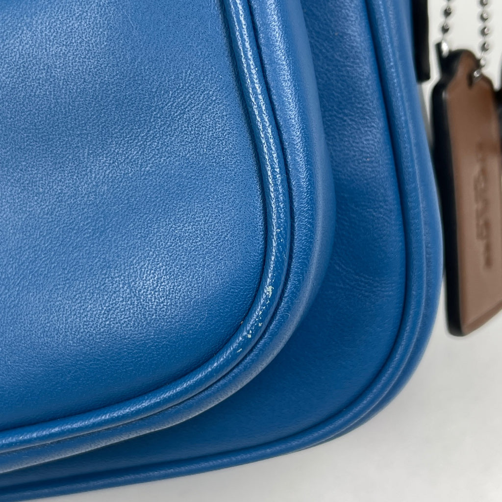 コーチ エリアス クロスボディ チェッカーボードプリント レディース ショルダーバッグ レザー ブルー CR309 メンズ 【中古】brbag