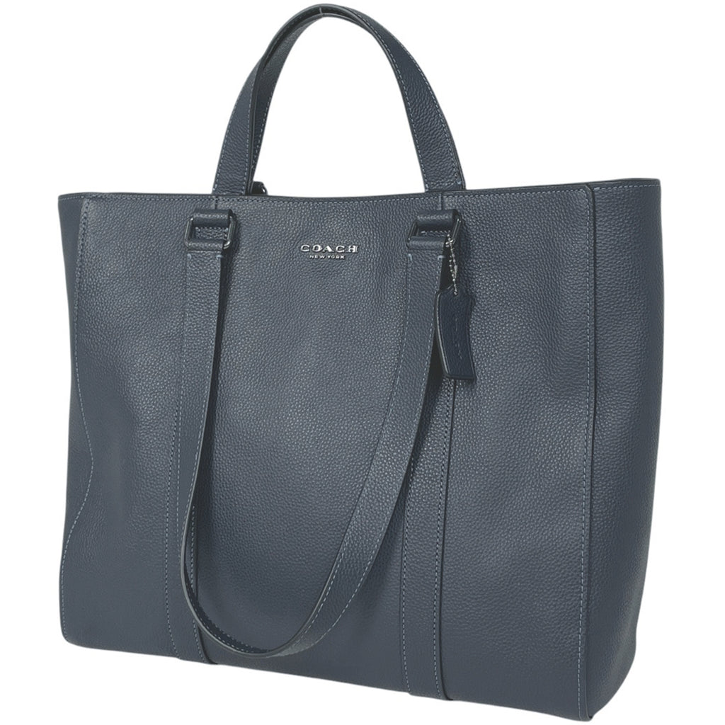 コーチ ハドソン ダブルハンドル トート 2WAY ショルダーバッグ トートバッグ レザー ネイビー C8157 メンズ 【中古】brbag