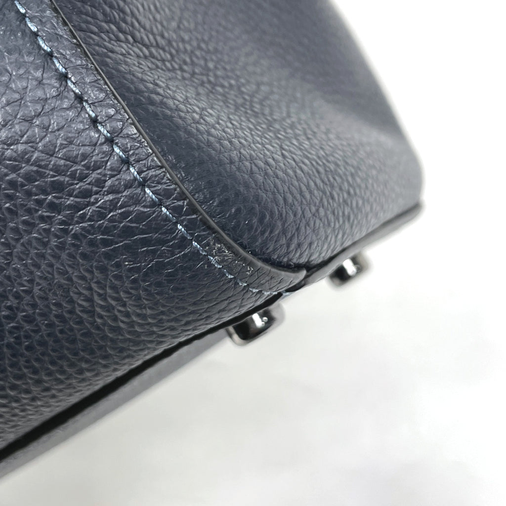 コーチ ハドソン ダブルハンドル トート 2WAY ショルダーバッグ トートバッグ レザー ネイビー C8157 メンズ 【中古】brbag