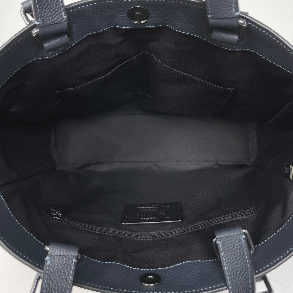 コーチ ハドソン ダブルハンドル トート 2WAY ショルダーバッグ トートバッグ レザー ネイビー C8157 メンズ 【中古】brbag