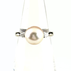 パール デザインリング プラチナ 指輪 メレダイヤ 真珠 リング 11号 Pt900 パール ダイヤモンド レディース ノンブランドジュエリー 【中古】nbjwl