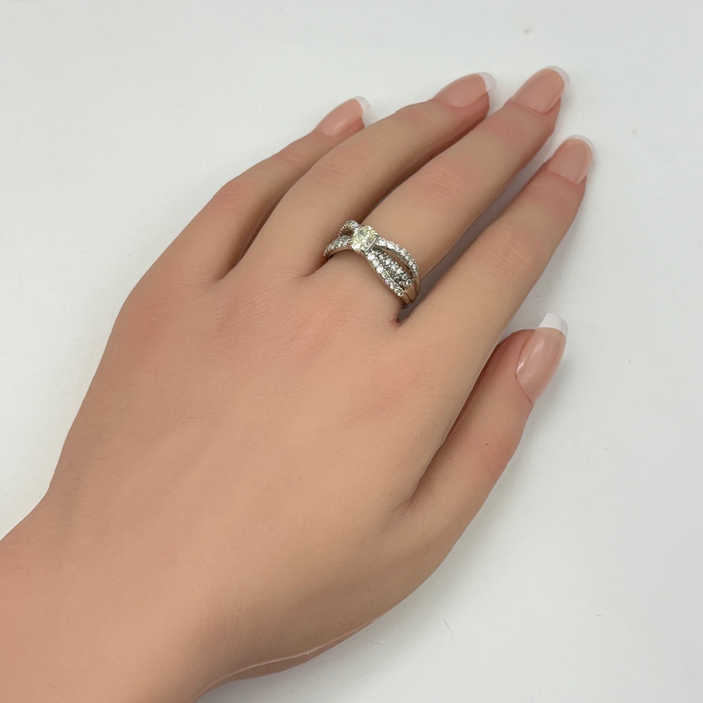 ダイヤモンド デザインリング プラチナ 指輪 メレダイヤ リング 16.5号 Pt900 ダイヤモンド レディース ノンブランドジュエリー 【中古】nbjwl