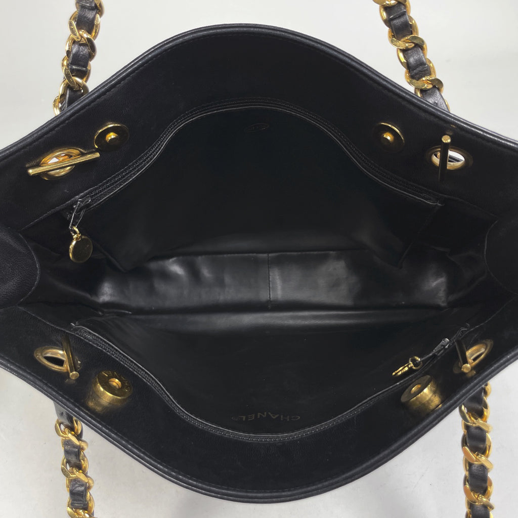 シャネル ココマーク チェーン トートバッグ ショルダーバッグ トートバッグ レザー ブラック レディース 【中古】brbag