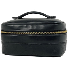 シャネル ココマーク バニティバッグ メイク 小物入れ CC ビコローレ 化粧ポーチ レザー ブラック A01618 レディース 【中古】brbag