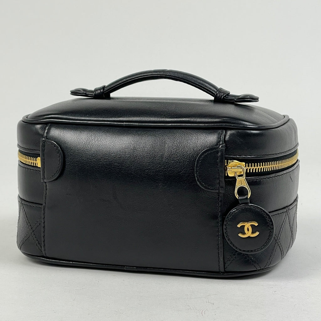 シャネル ココマーク バニティバッグ メイク 小物入れ CC ビコローレ 化粧ポーチ レザー ブラック A01618 レディース 【中古】brbag