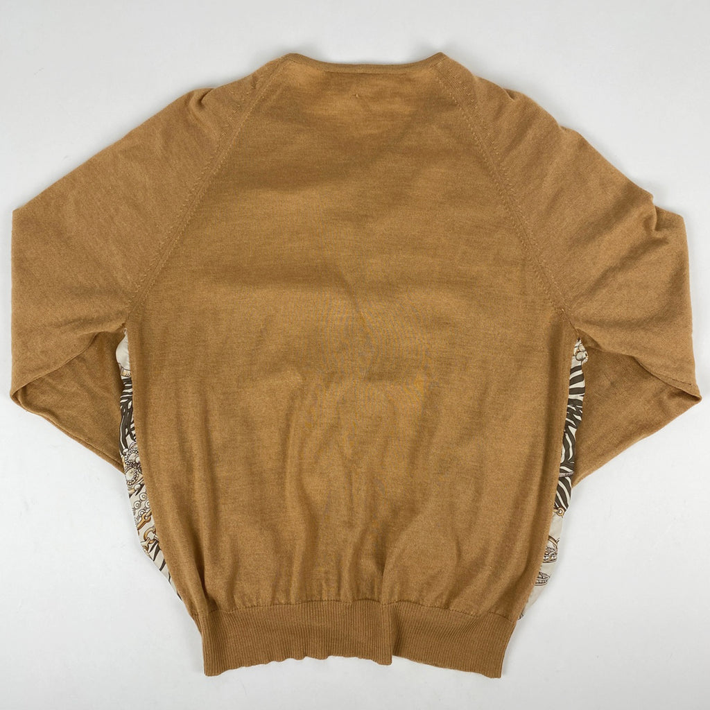 エルメス ニット 切り替え カーディガン シルク 長袖 トップス カーディガン ベージュ ブラウン レディース 【中古】brapp