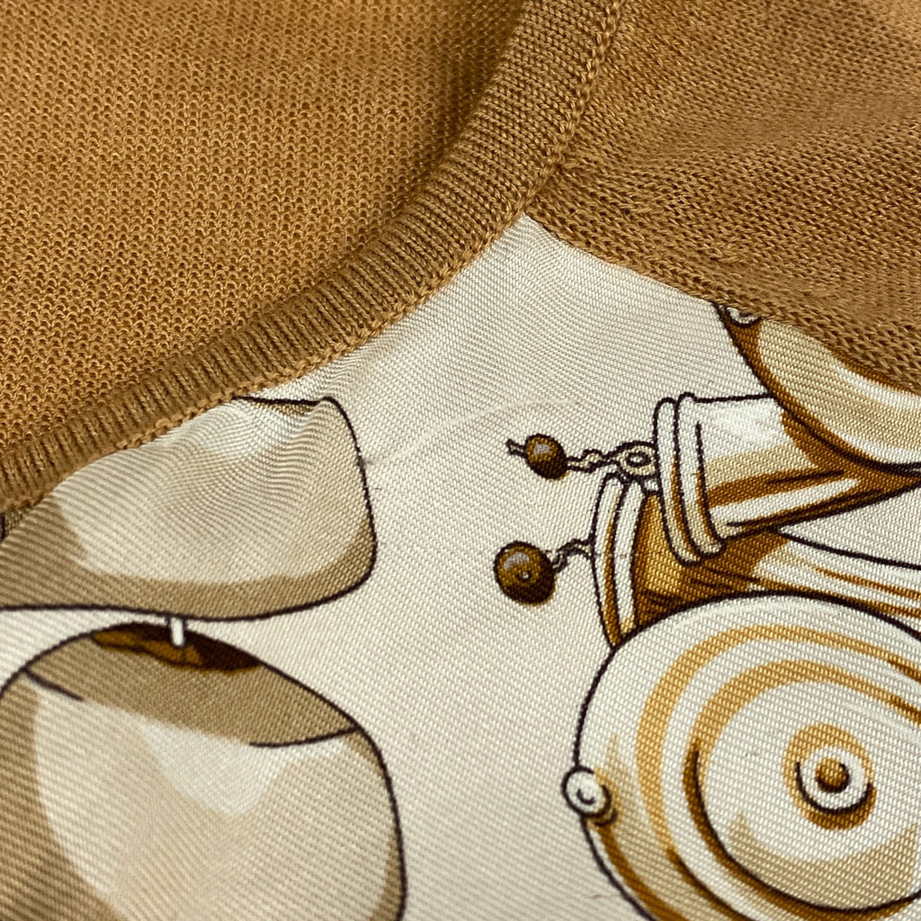 エルメス ニット 切り替え カーディガン シルク 長袖 トップス カーディガン ベージュ ブラウン レディース 【中古】brapp