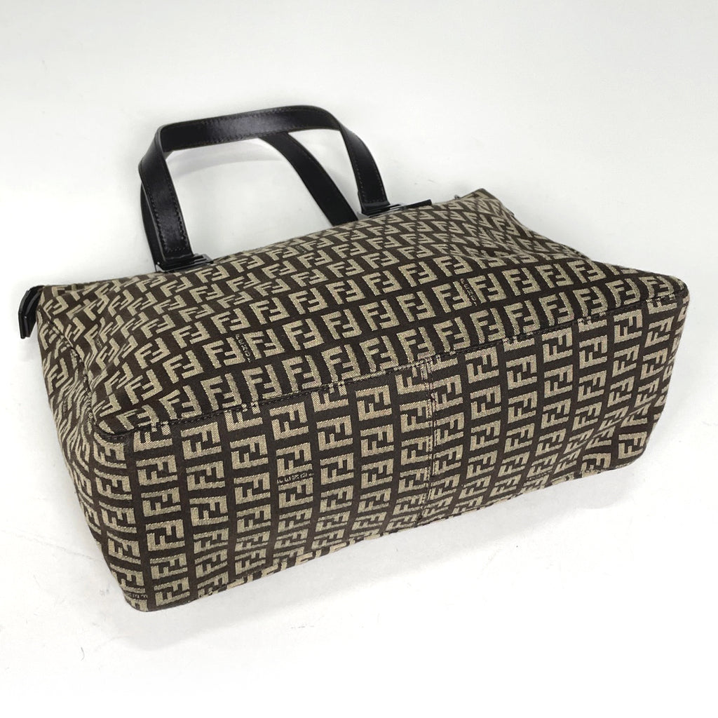 フェンディ ズッキーノ柄 ハンドバッグ トートバッグ ハンドバッグ キャンバス ブラウン 8BH134 レディース 【中古】brbag