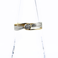 ダイヤモンド デザインリング YG イエローゴールド プラチナ 指輪 リング 16号 K18 Pt900 ダイヤモンド レディース ノンブランドジュエリー 【中古】nbjwl