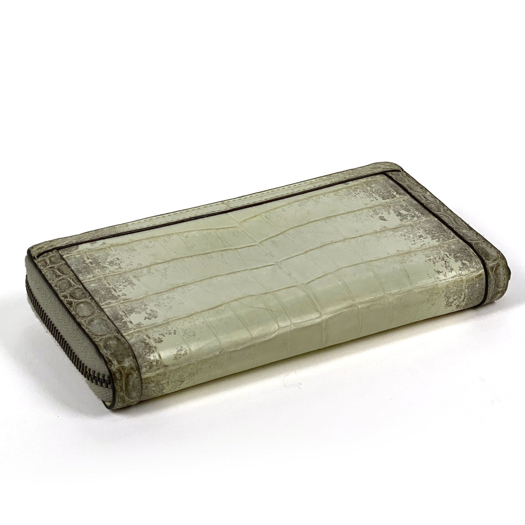 グッチ GGマーモント ラウンドファスナー 長財布 ダブルG ラウンドジップ バンブー 長財布 クロコダイル ホワイト 653634 レディース 【中古】brbag