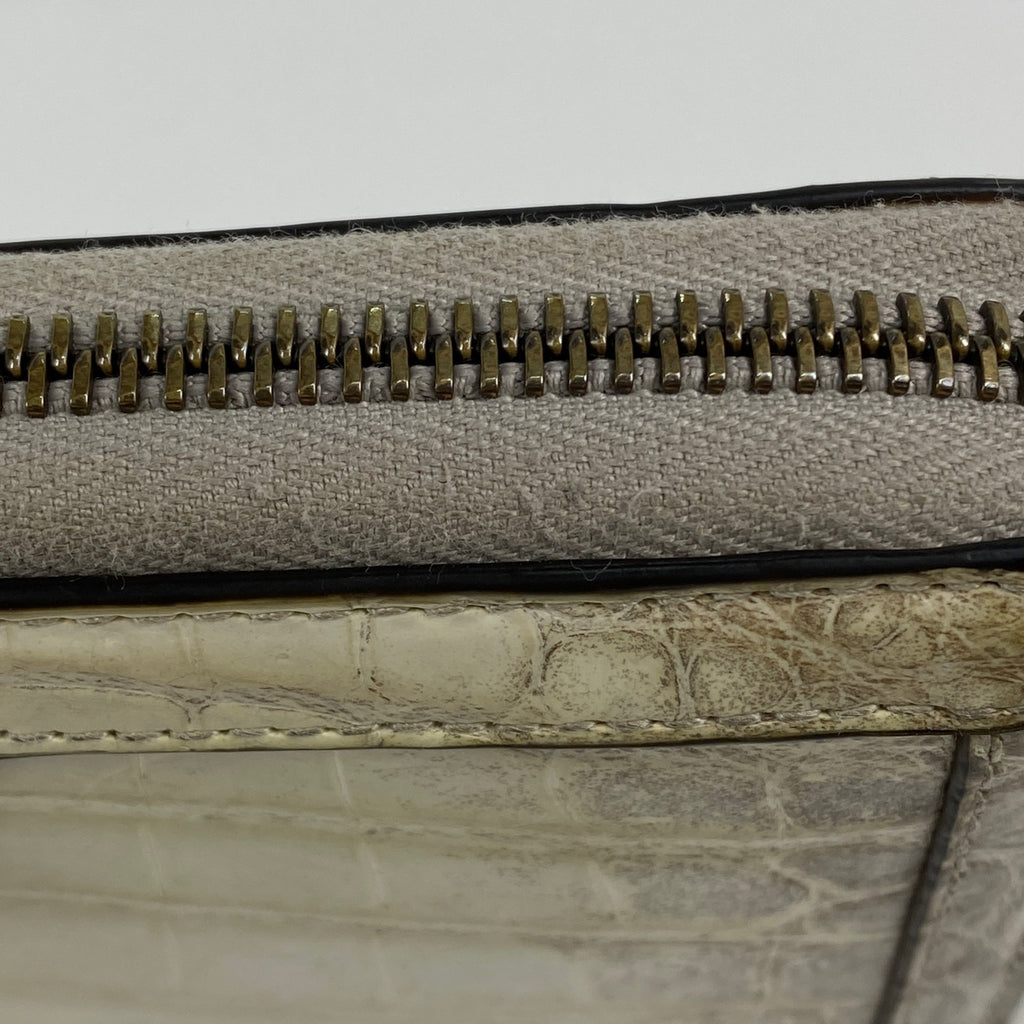 グッチ GGマーモント ラウンドファスナー 長財布 ダブルG ラウンドジップ バンブー 長財布 クロコダイル ホワイト 653634 レディース 【中古】brbag