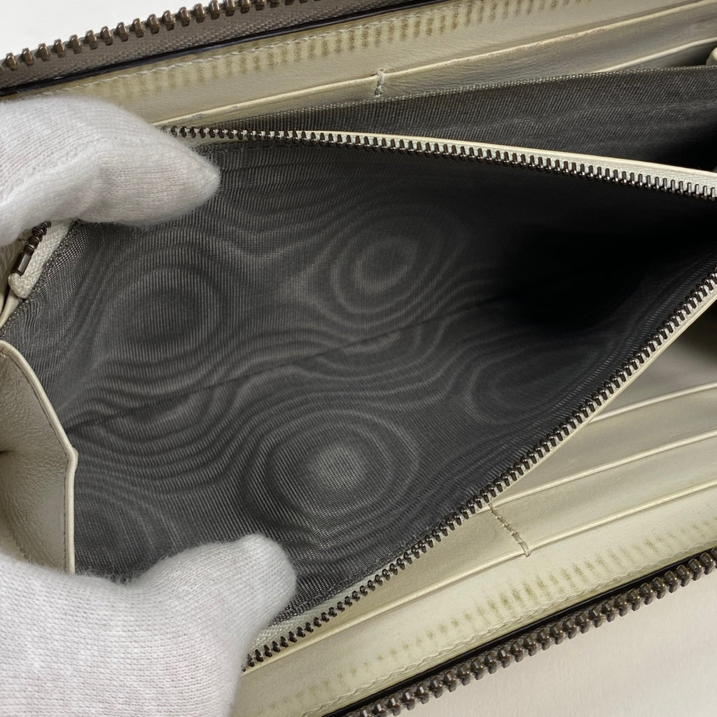 グッチ GGマーモント ラウンドファスナー 長財布 ダブルG ラウンドジップ バンブー 長財布 クロコダイル ホワイト 653634 レディース 【中古】brbag