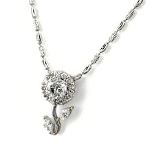 ダイヤモンド デザインネックレス WG ホワイトゴールド メレダイヤ ペンダント ネックレス K18 WG ダイヤモンド レディース ノンブランドジュエリー 【中古】nbjwl