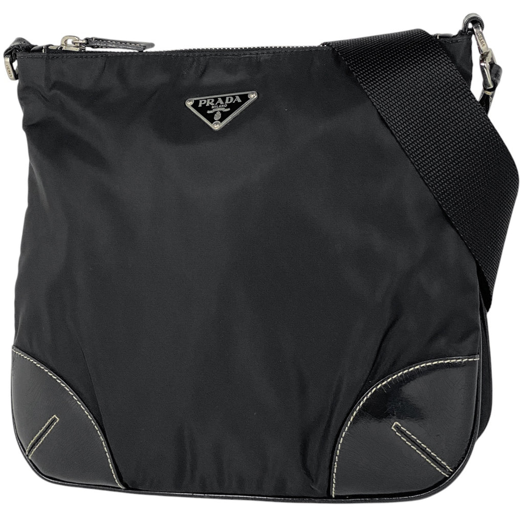 プラダ ロゴプレート ショルダーバッグ ナイロン ネロ(ブラック) レディース 【中古】brbag