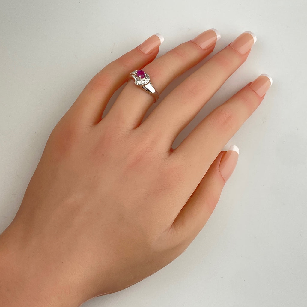 ルビー デザインリング プラチナ 指輪 メレダイヤ リング 12号 Pt850 ルビー ダイヤモンド レディース 【中古】nbjwl