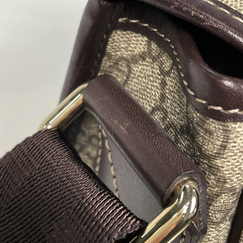 グッチ GG柄 ショルダーバッグ メッセンジャーバッグ 斜め掛け ショルダーバッグ コーティングキャンバス ベージュ ブラウン 201732 レディース 【中古】brbag