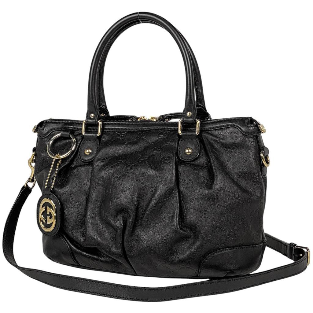 グッチ グッチシマ スーキー ハンドバッグ 2WAY ショルダーバッグ インターロッキングG ハンドバッグ シマレザー ブラック 247902 レディース 【中古】brbag