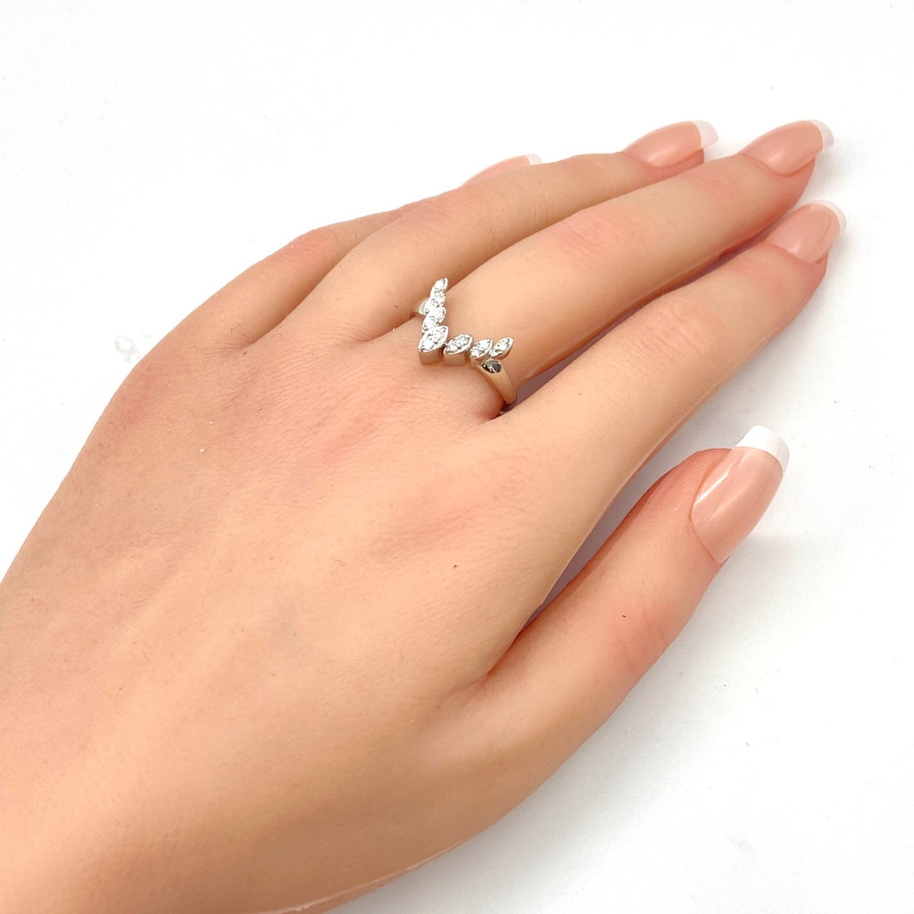 メレダイヤ デザインリング プラチナ 指輪 リング 17号 Pt900 ダイヤモンド レディース 【中古】nbjwl