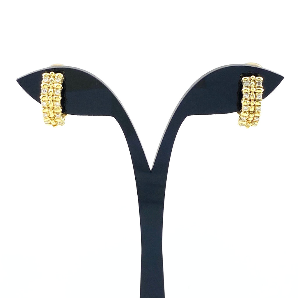 メレダイヤ デザインイヤリング YG イエローゴールド 2way ピアス イヤリング K18 ダイヤモンド レディース 【中古】nbjwl