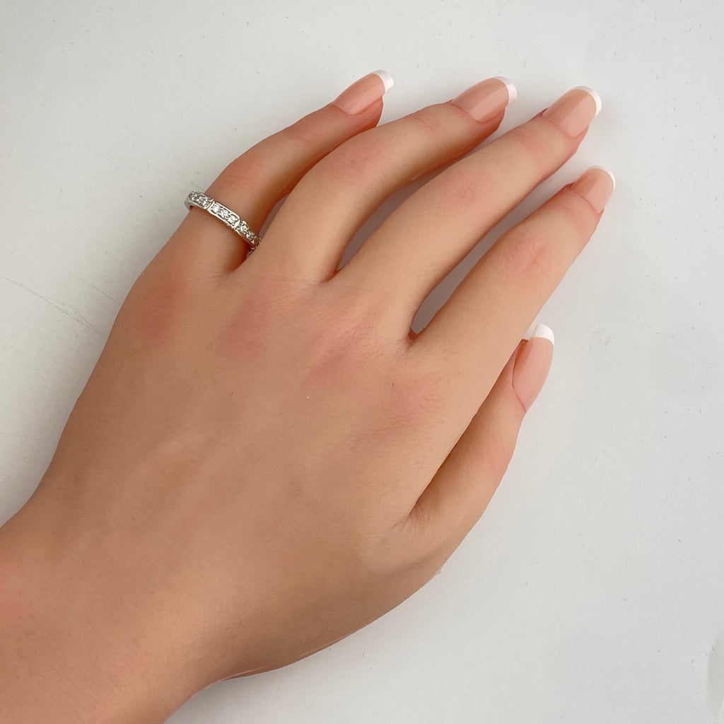 メレダイヤ デザインリング プラチナ 指輪 リング 10号 Pt900 ダイヤモンド レディース 【中古】nbjwl