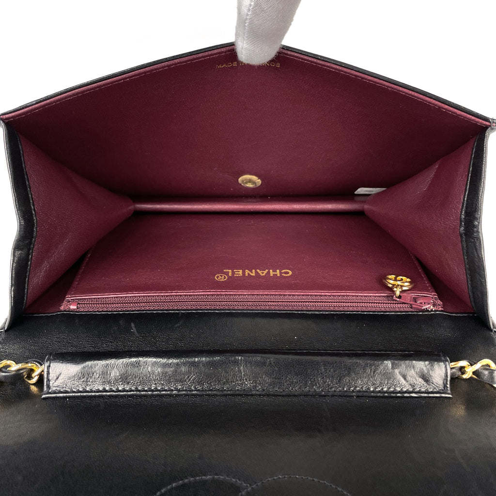 シャネル マトラッセ シングルフラップ チェーン ショルダーバッグ ココマーク フルフラップ ショルダーバッグ レザー ブラック レディース 【中古】brbag