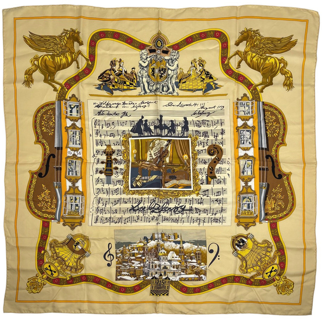 エルメス カレ90 IN SALZBURG ザルツブルグにて スカーフ シルク イエロー マルチカラー レディース 【中古】brbag