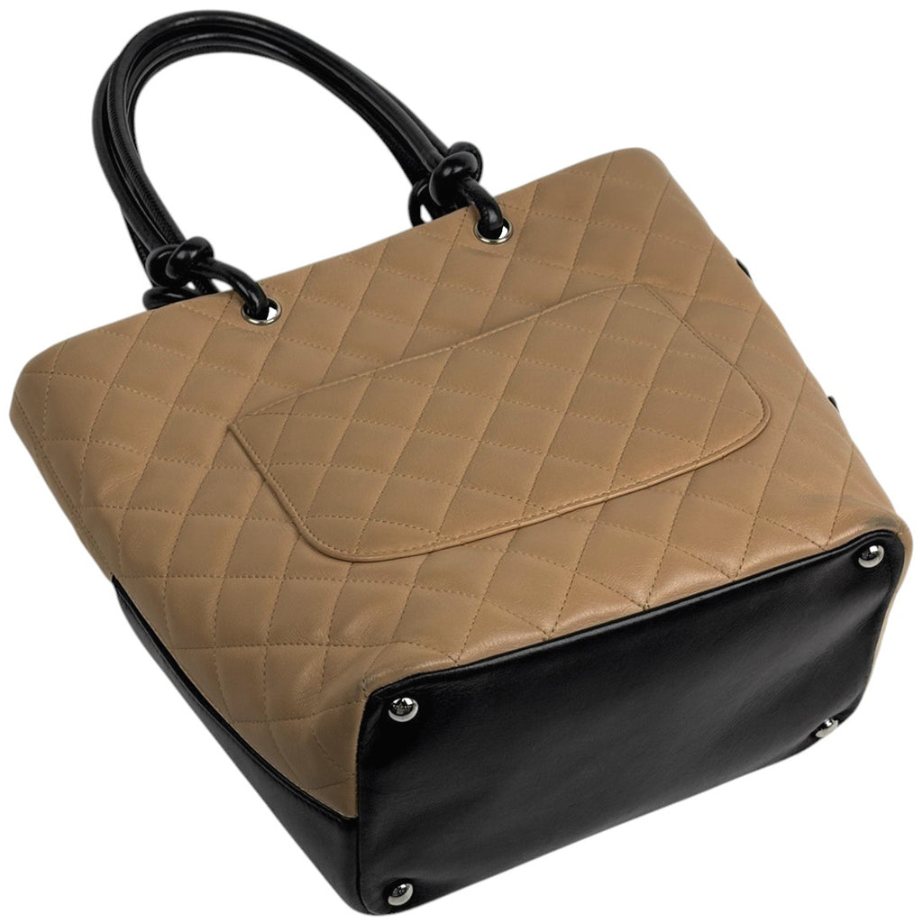 シャネル カンボンライン ミディアム ハンドバッグ レザー ベージュ ブラック A25167 レディース 中古 brbag
