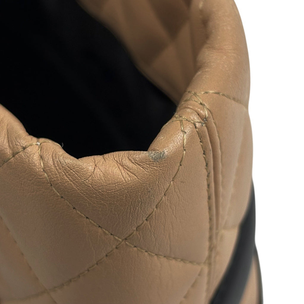 シャネル カンボンライン ミディアム ハンドバッグ レザー ベージュ ブラック A25167 レディース 中古 brbag