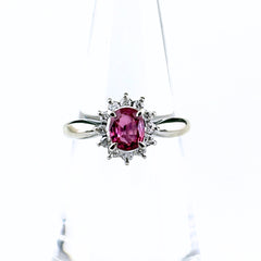 ルビー デザインリング プラチナ メレダイヤ 指輪 リング 11.5号 Pt850 ルビー ダイヤモンド レディース ノンブランドジュエリー 【中古】nbjwl