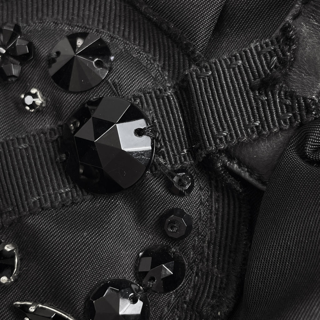 プラダ ロゴプレート ハンドバッグ ビジュー ハート ハンドバッグ ナイロン ネロ(ブラック) レディース 【中古】brbag