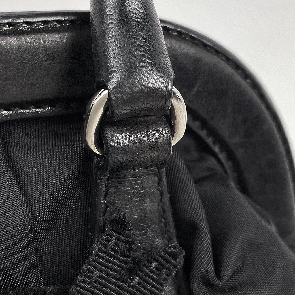 プラダ ロゴプレート ハンドバッグ ビジュー ハート ハンドバッグ ナイロン ネロ(ブラック) レディース 【中古】brbag