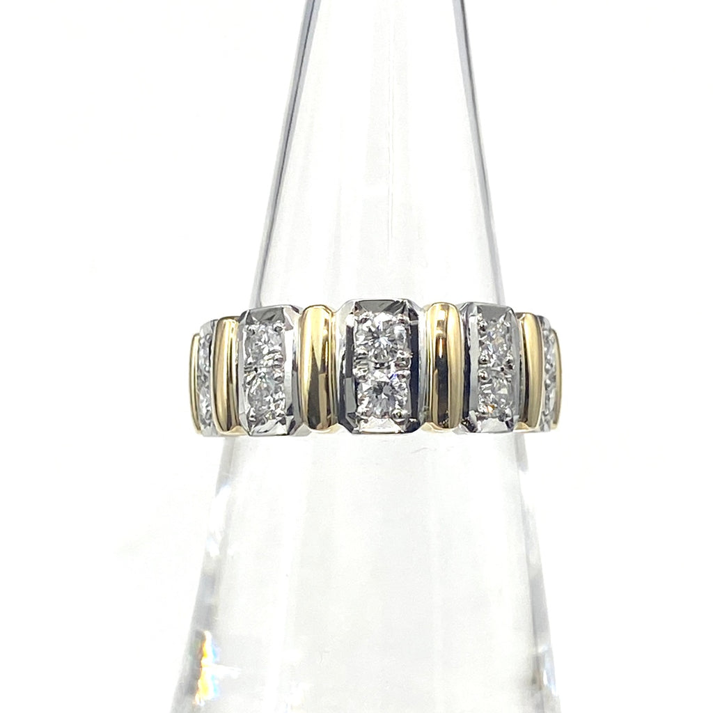 メレダイヤ デザインリング プラチナ YG イエローゴールド 指輪 メレダイヤ リング 11号 Pt900 K18 ダイヤモンド レディース 【中古】nbjwl