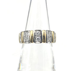 メレダイヤ デザインリング プラチナ YG イエローゴールド 指輪 メレダイヤ リング 11号 Pt900 K18 ダイヤモンド レディース 【中古】nbjwl