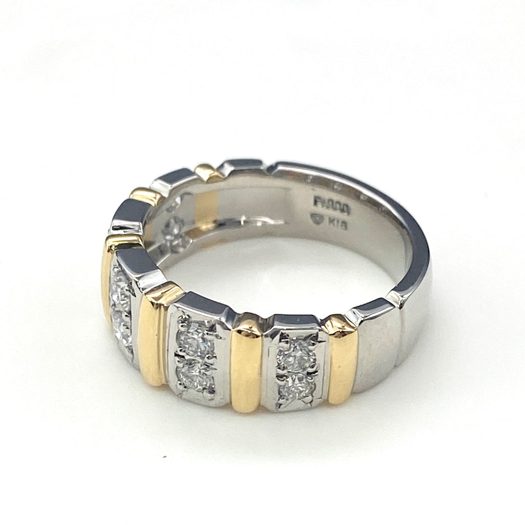 メレダイヤ デザインリング プラチナ YG イエローゴールド 指輪 メレダイヤ リング 11号 Pt900 K18 ダイヤモンド レディース 【中古】nbjwl