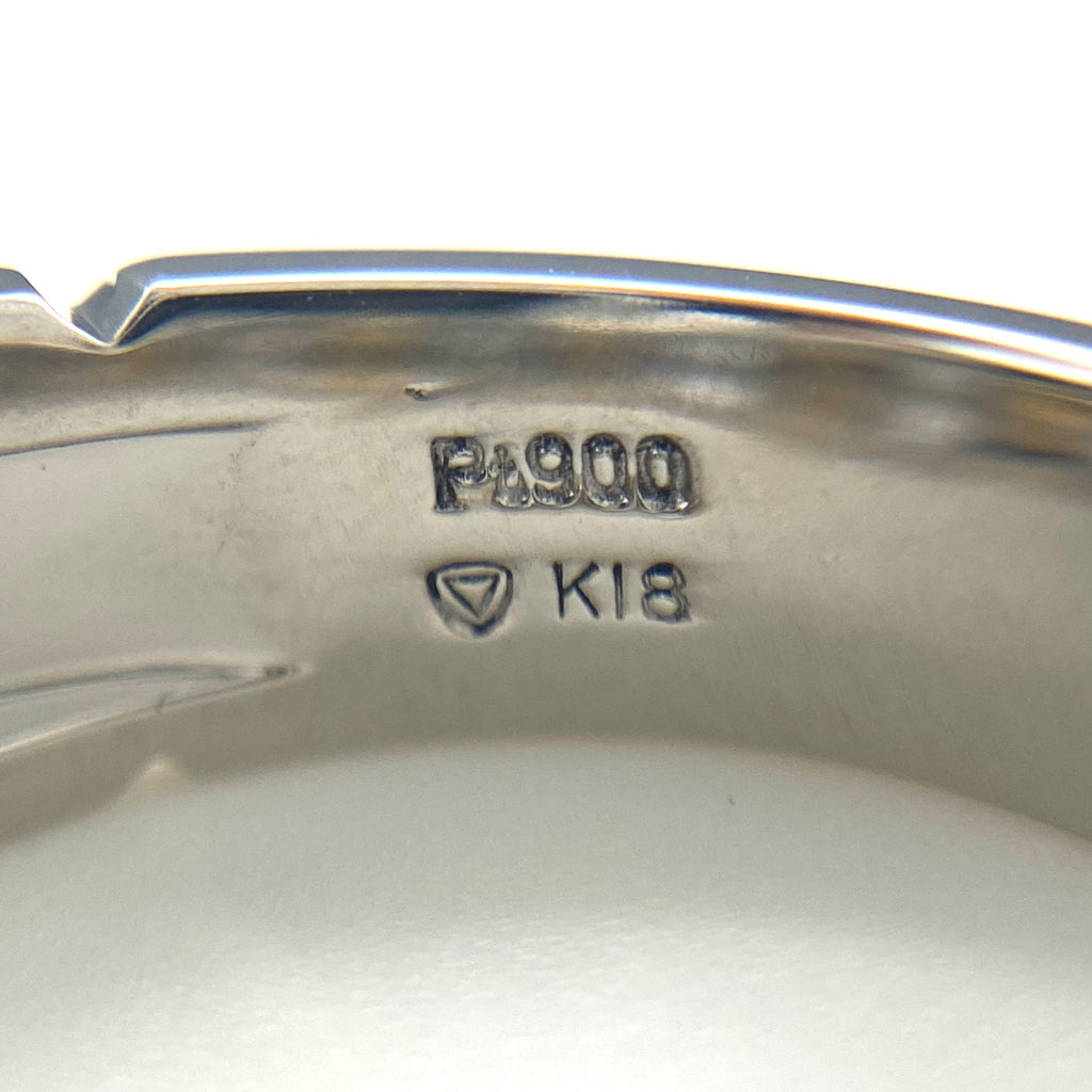 メレダイヤ デザインリング プラチナ YG イエローゴールド 指輪 メレダイヤ リング 11号 Pt900 K18 ダイヤモンド レディース 【中古】nbjwl