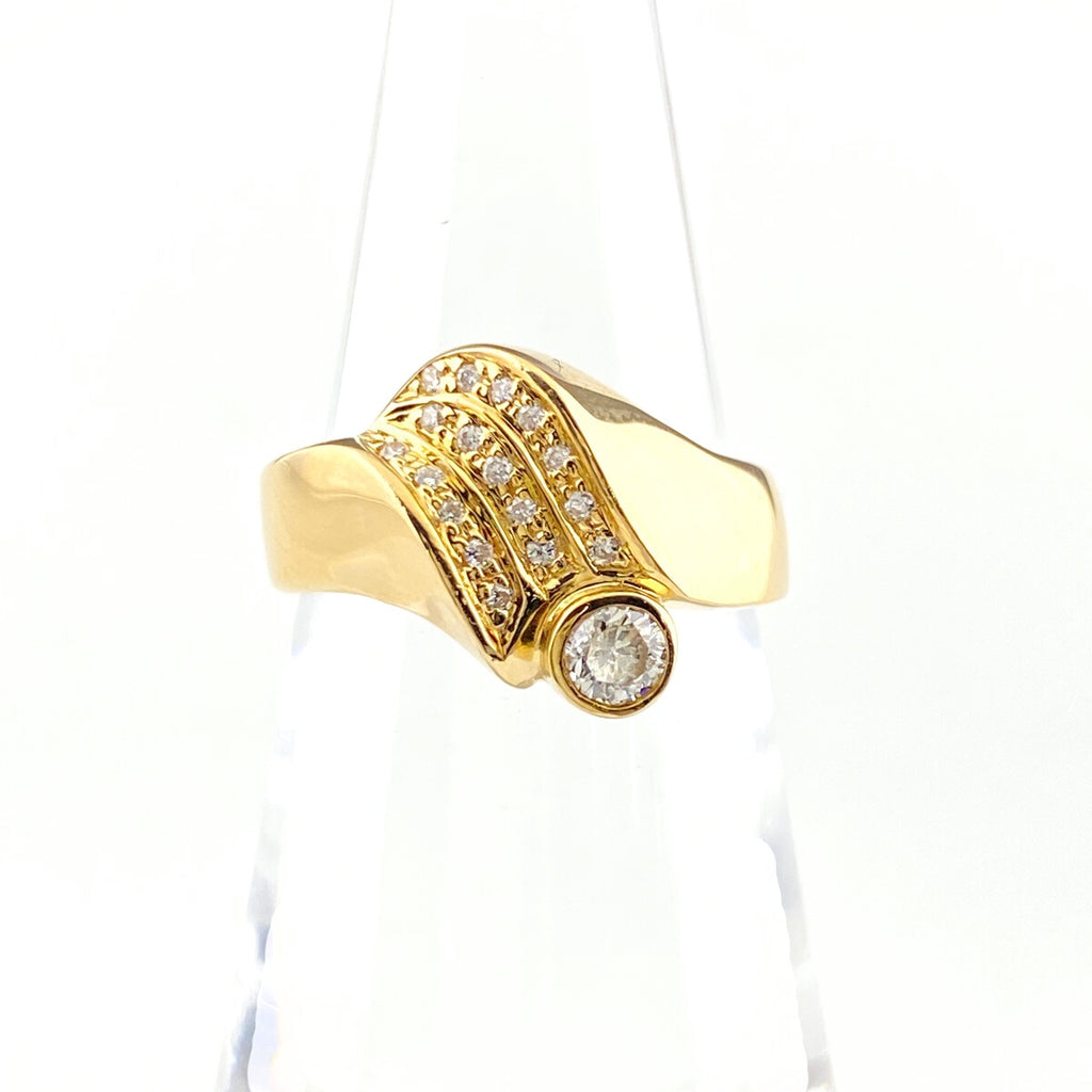 メレダイヤ デザインリング YG イエローゴールド 指輪 リング 10.5号 K18 ダイヤモンド レディース 【中古】nbjwl