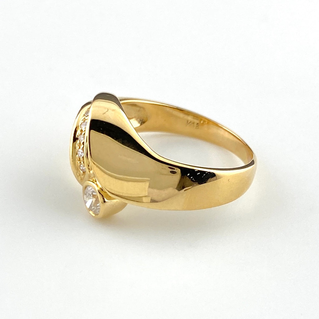 メレダイヤ デザインリング YG イエローゴールド 指輪 リング 10.5号 K18 ダイヤモンド レディース 【中古】nbjwl