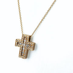 ダミアーニ ベルエポック ネックレス PG ピンクゴールド ペンダント クロス 十字架 ネックレス 750 ダイヤモンド レディース 【中古】brjwl