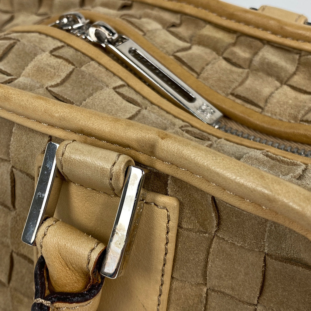 ロエベ アマソナ 28 アナグラム ロゴ ハンドバッグ スエード キャメル レディース 【中古】brbag