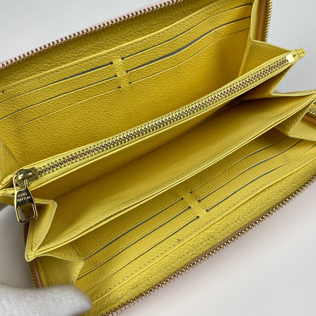 ルイ・ヴィトン ジッピーウォレット ラウンドファスナー 長財布 モノグラムアンプラント ピンク イエロー M81279 レディース 【中古】brbag