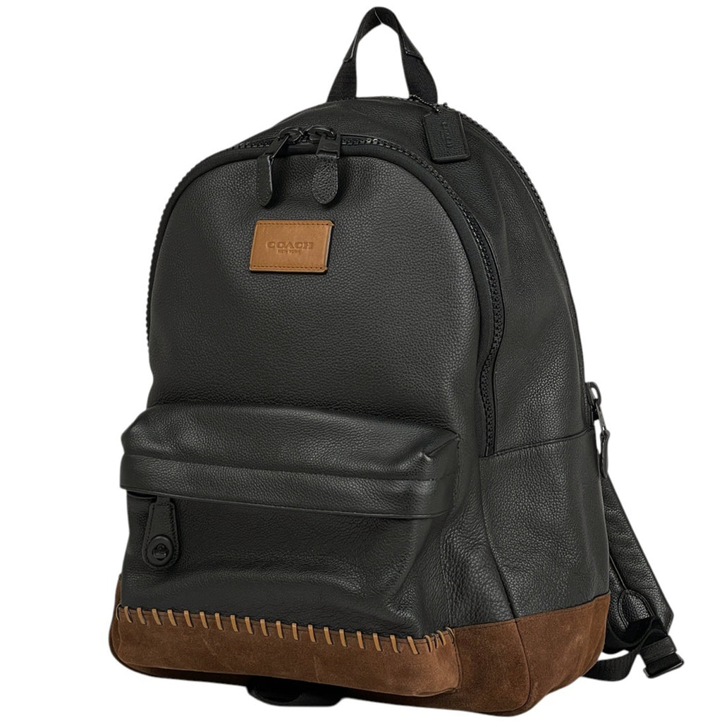 コーチ ロゴ リュックサック バックパック デイパック ヴァーシティ リュック レザー ブラック 71994 メンズ 【中古】brbag
