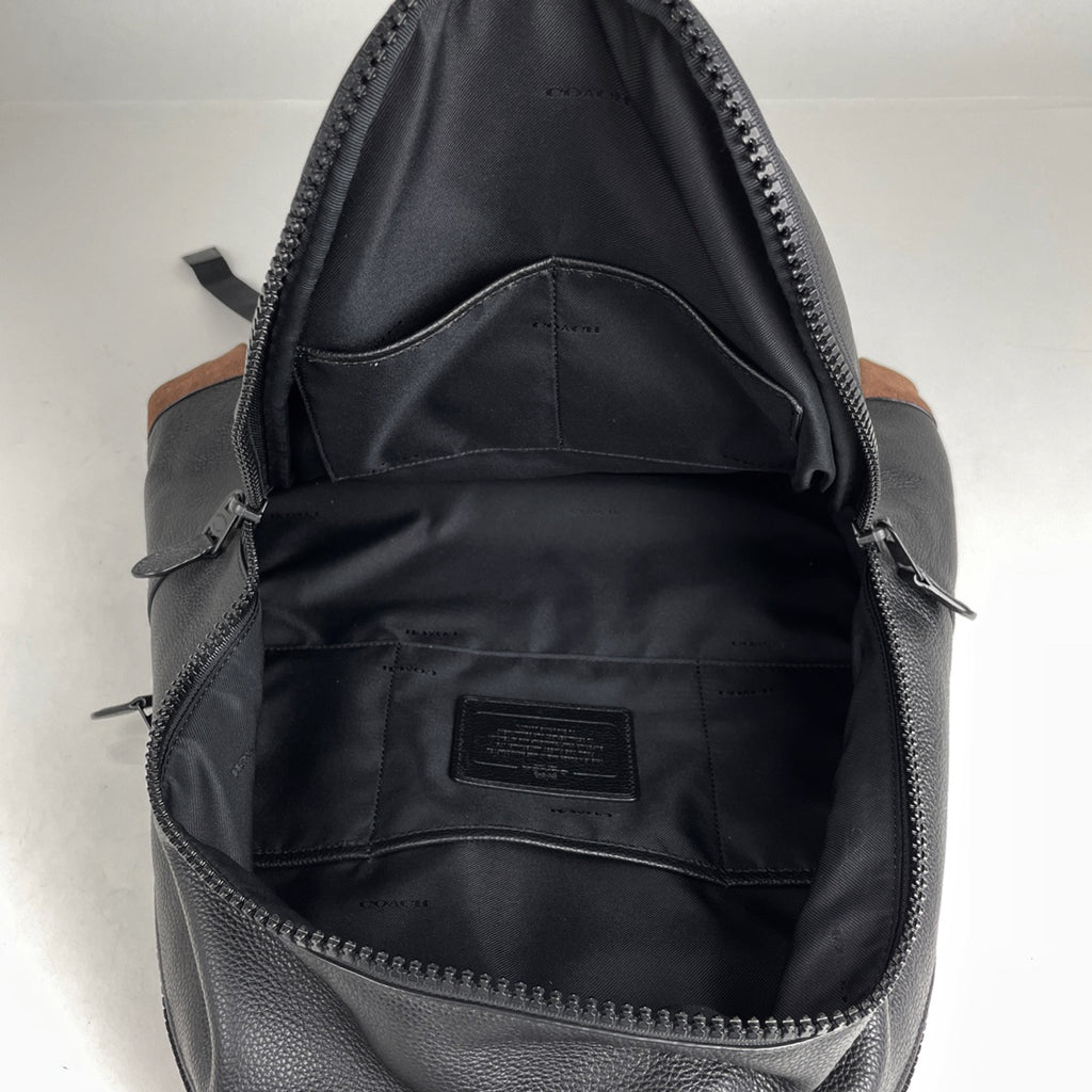 コーチ ロゴ リュックサック バックパック デイパック ヴァーシティ リュック レザー ブラック 71994 メンズ 【中古】brbag