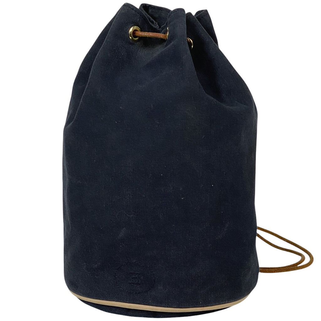 エルメス ポロション ミミル PM 巾着型 Hロゴ ショルダーバッグ キャンバス ネイビー レディース 【中古】brbag