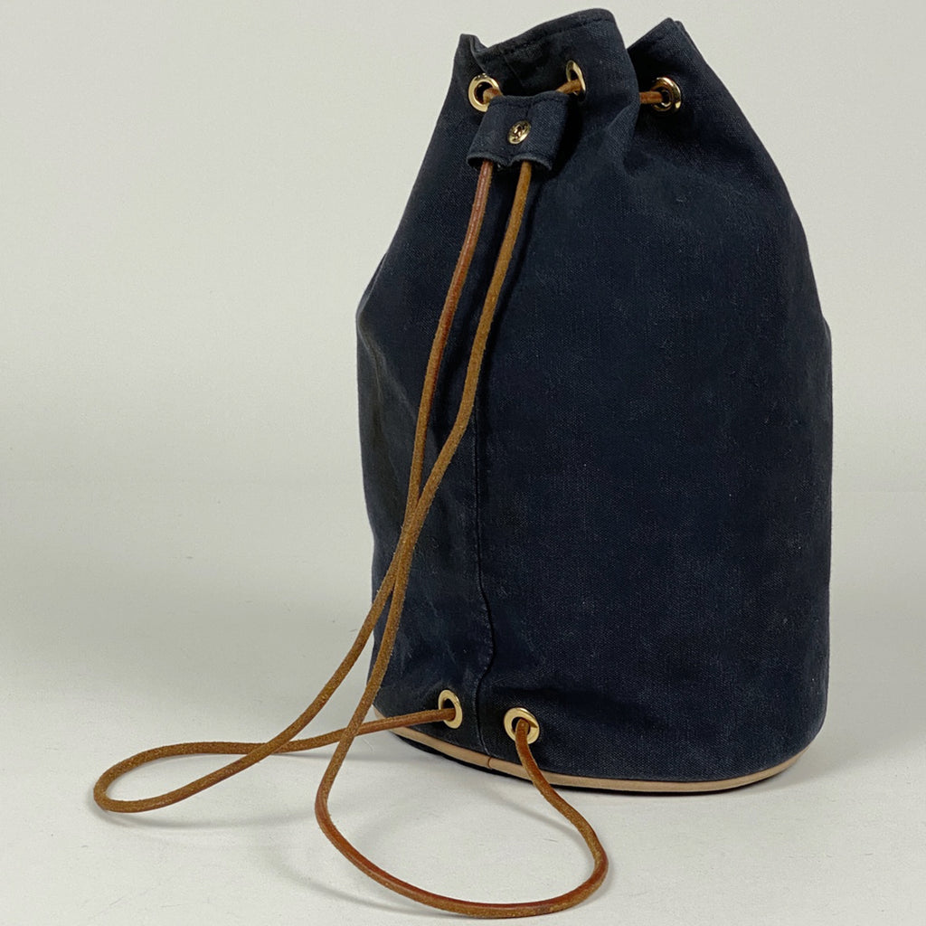 エルメス ポロション ミミル PM 巾着型 Hロゴ ショルダーバッグ キャンバス ネイビー レディース 【中古】brbag