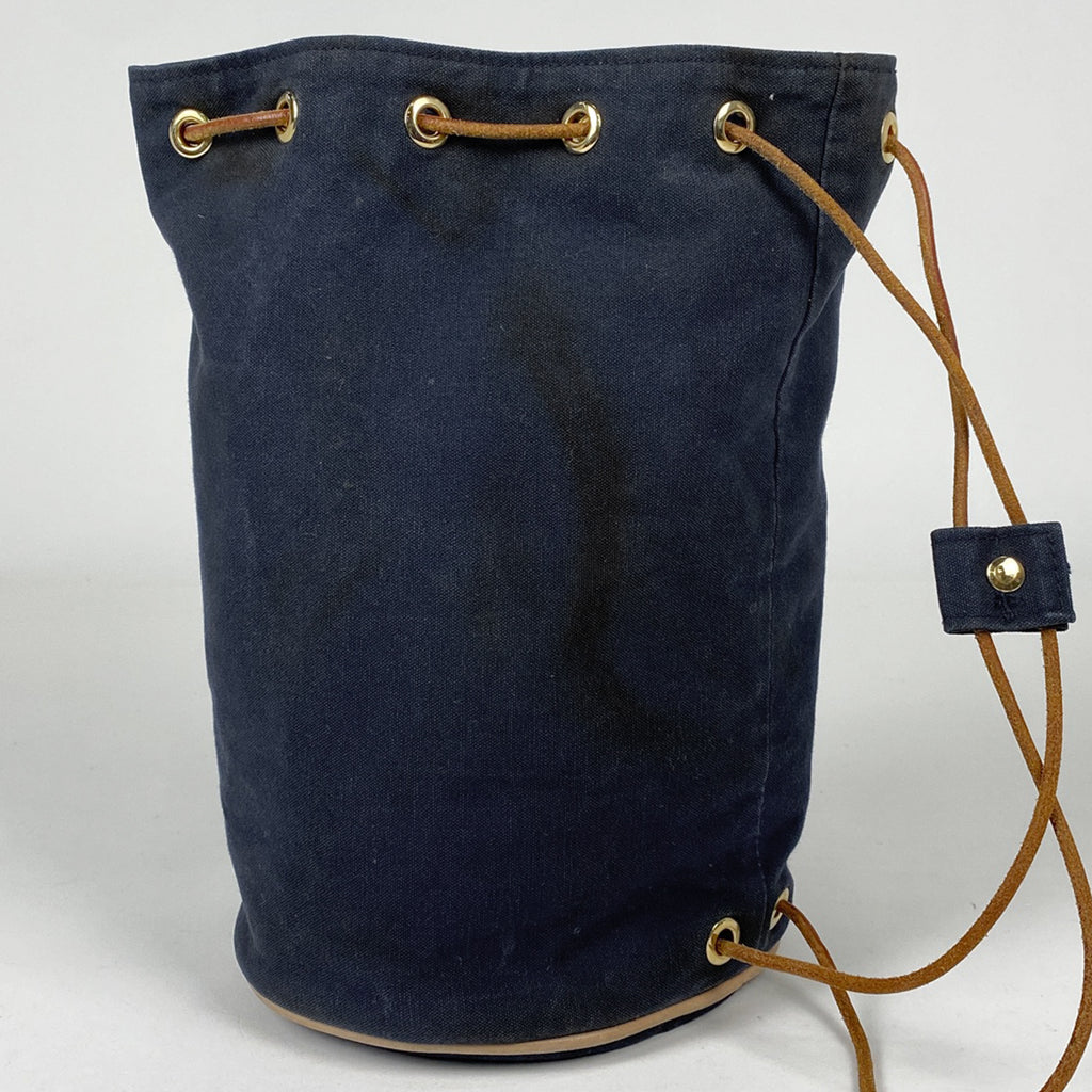 エルメス ポロション ミミル PM 巾着型 Hロゴ ショルダーバッグ キャンバス ネイビー レディース 【中古】brbag