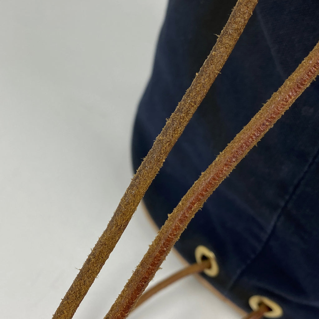 エルメス ポロション ミミル PM 巾着型 Hロゴ ショルダーバッグ キャンバス ネイビー レディース 【中古】brbag