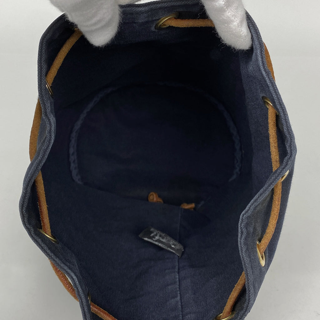 エルメス ポロション ミミル PM 巾着型 Hロゴ ショルダーバッグ キャンバス ネイビー レディース 【中古】brbag