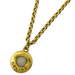 セリーヌ ロゴ フェイクパール ネックレス GP ゴールド レディース 【中古】bracc