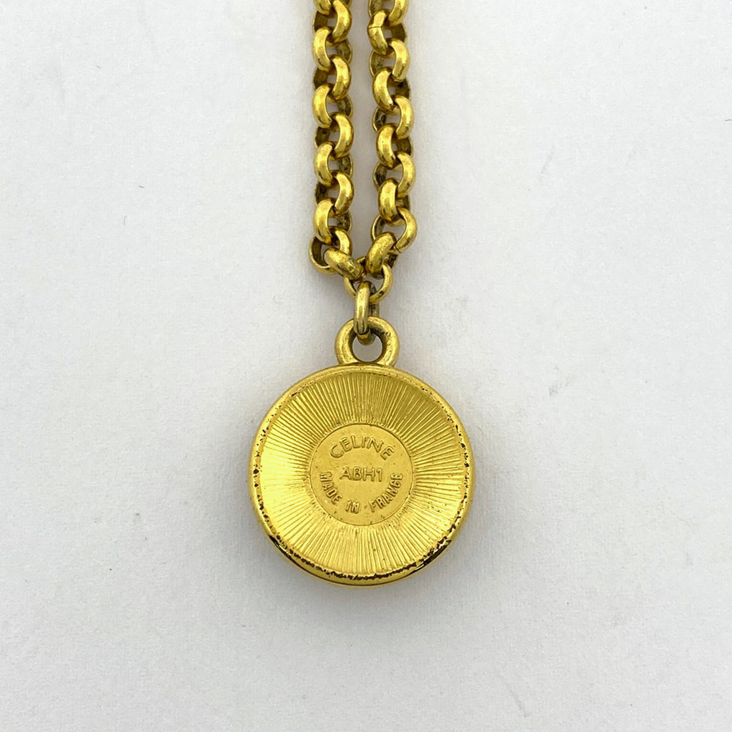 セリーヌ ロゴ フェイクパール ネックレス GP ゴールド レディース 【中古】bracc